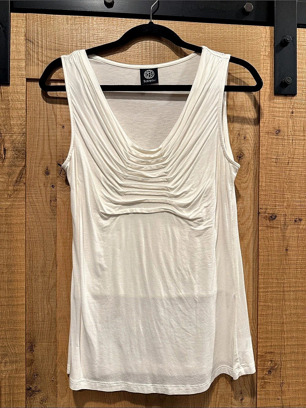 Bobeau Draped Neck Tank Top in White